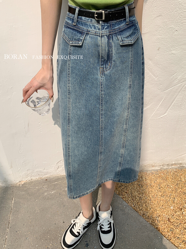 New year in early spring! [Boran buran] comfortable and versatile denim skirt (with belt) 6119# XYY