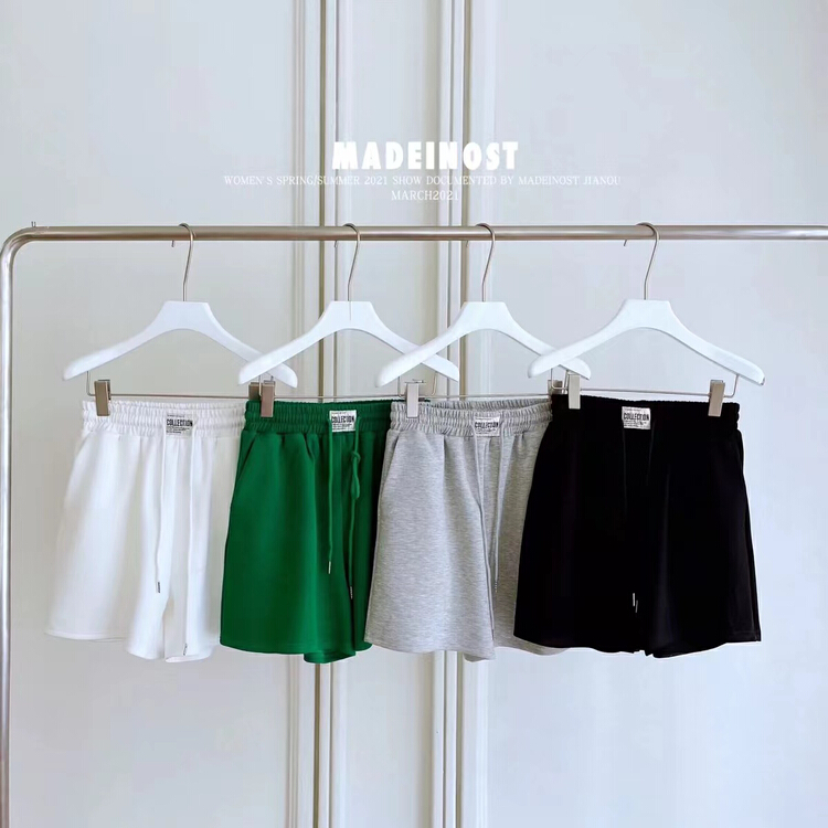 [yipinjia] elastic waist high waist slim casual shorts 8915# L