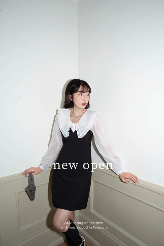 goods in stock! New year in early spring! [new open] classic doll collar stitching small dress hl22295# zxl