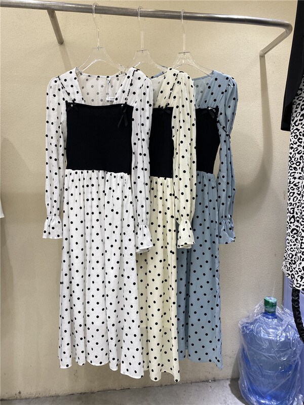 New year in early spring! [HS customized in Korea] Korean version wave dot high waist dress 26023 # hjy