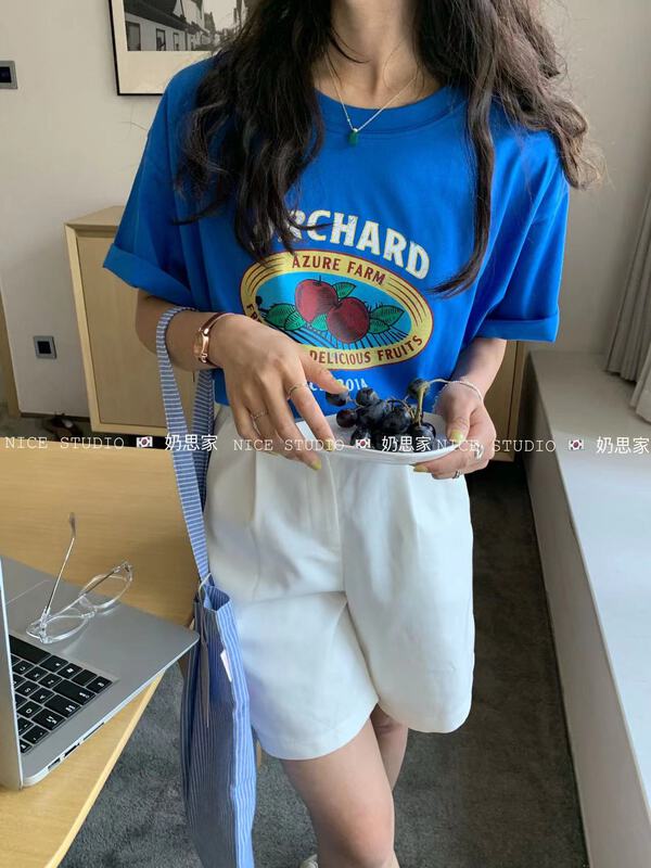 New in early summer! [naisijia nice studio] Korean personalized fruit printed short sleeve T-shirt 182# zxl