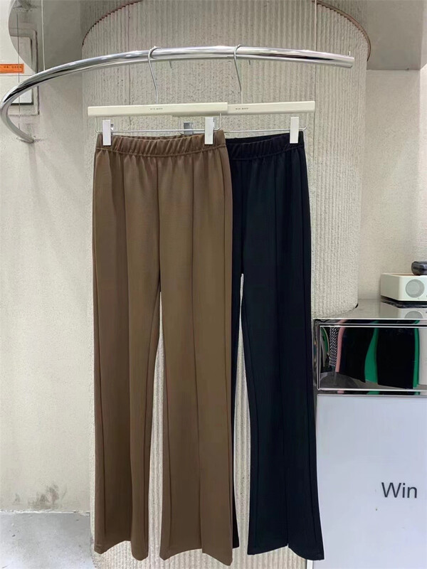 [win more] simple solid color elastic waist casual pants 22051# cqw