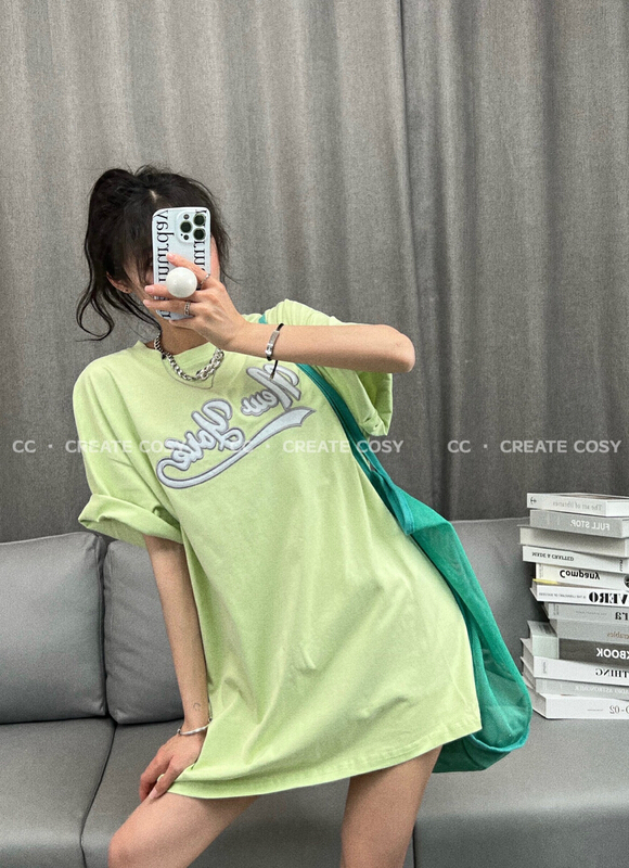 [CC] simple letters loose short sleeve T-shirt 8220# XYY