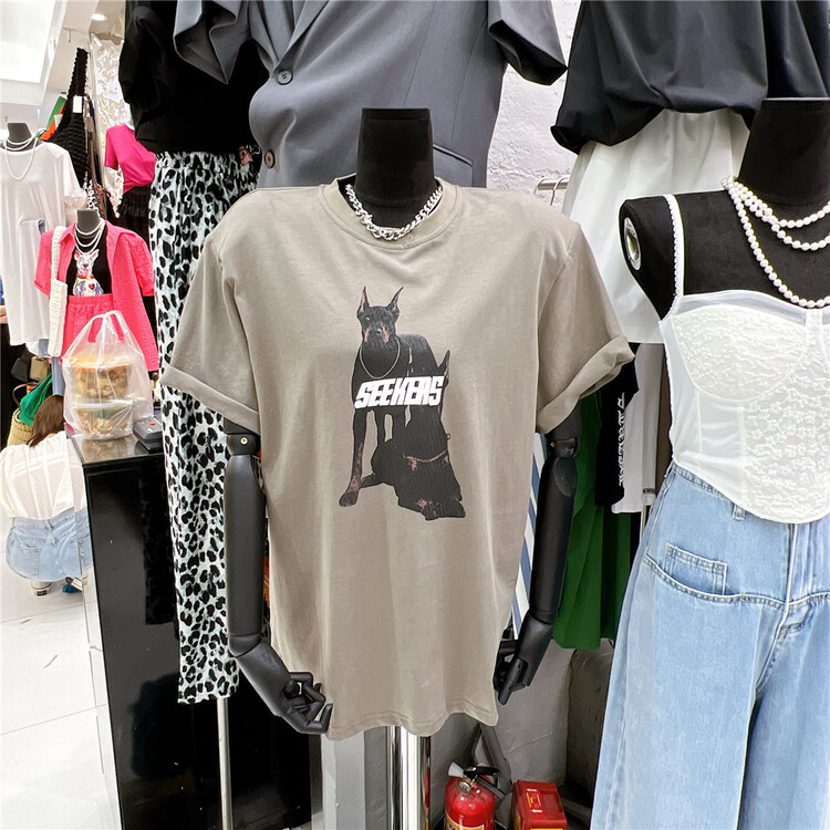[seeu] American Vintage dog short sleeve T-shirt 22170# XYJ
