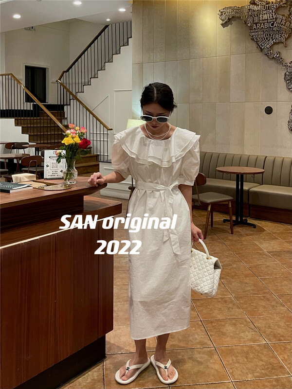 [San original] simple age reducing slim dress (with waist rope) 356# LSL