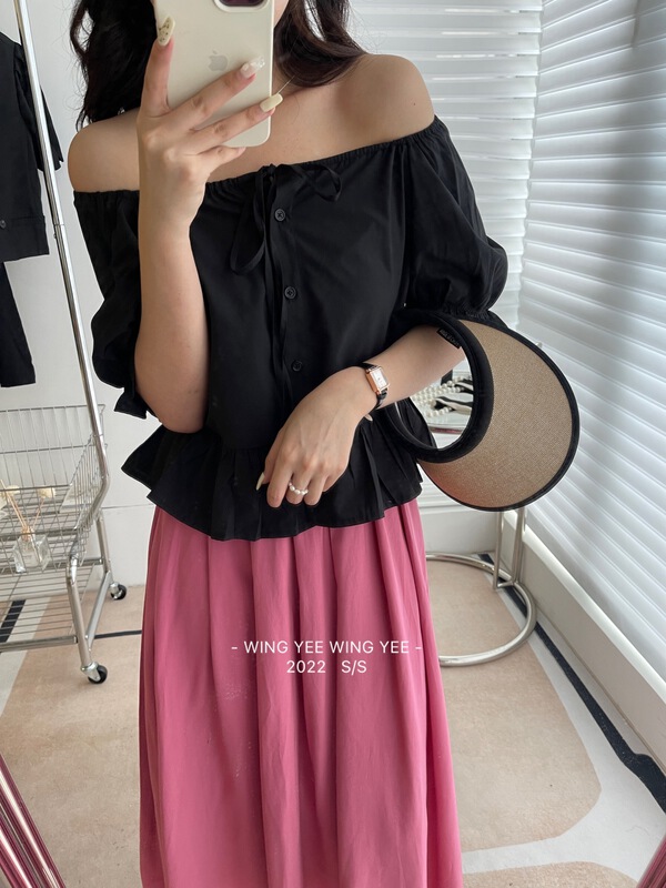 [Wingyee] bubble sleeve single breasted comfortable shirt 9603# ll