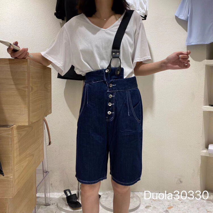 New in early summer! [hey & Momo] thin fabric five point thin suspender pants (with belt) 30330# ll