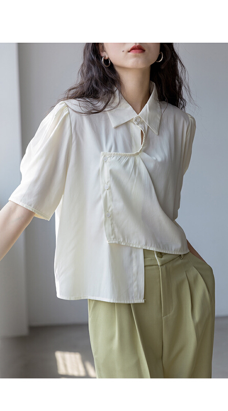 [suyar] design inclined placket irregular blouse 8840# HBx