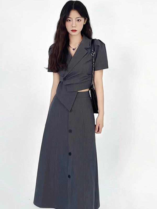 [L.L studio] Senior Royal sister fan'er slim Top + slim skirt suit 77006# PCZ