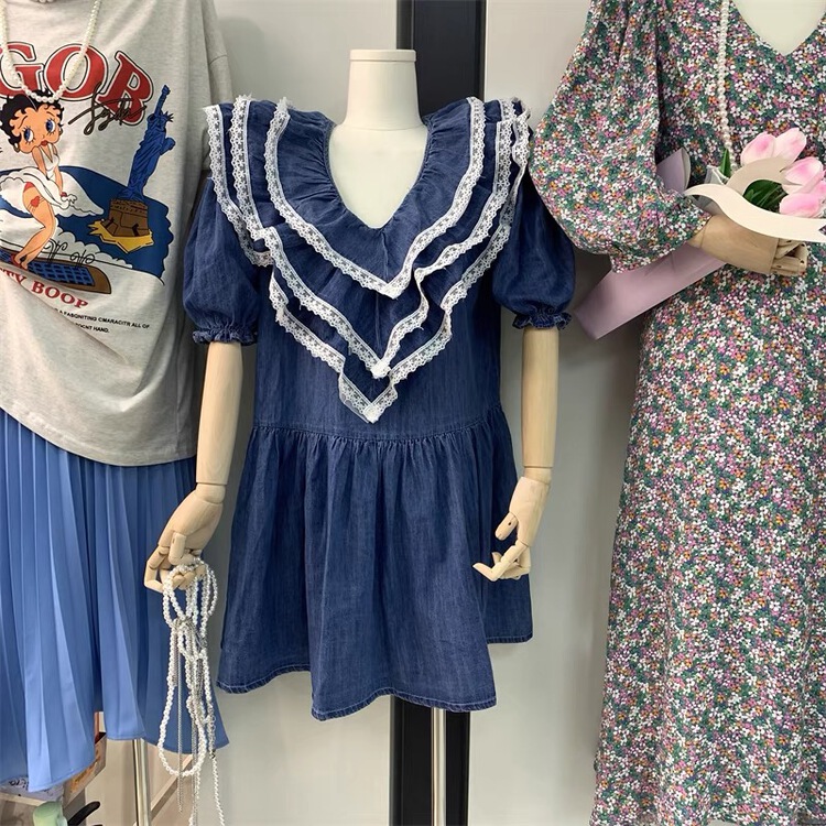 [dodo] vintage dress with stitching design ys1-0070# LSL