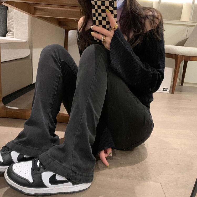 New year in early spring! [cinlee] slim fit high waist elastic flared pants horseshoe jeans 29202# ozq