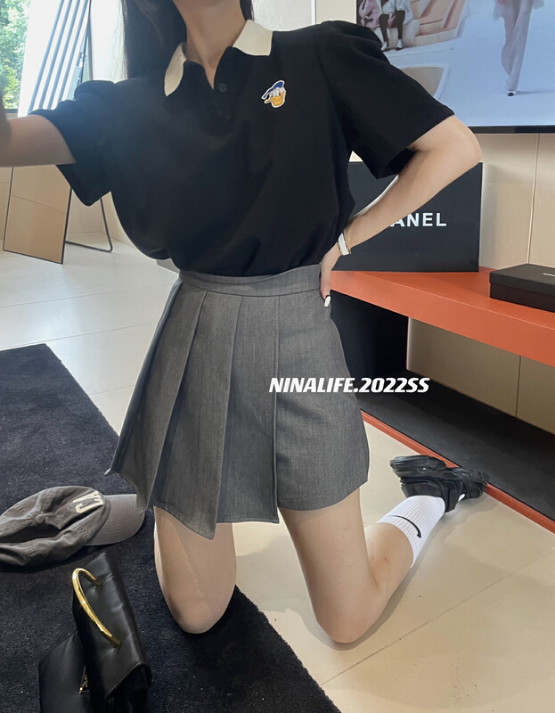 [Nina life] pleated slim skirt pants 3983# zxl
