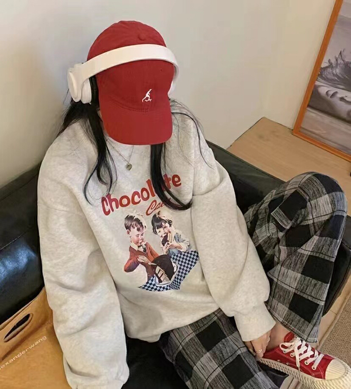 New year in early spring! [j.2] Korean fashion printed loose round neck sweater b70182# LSW