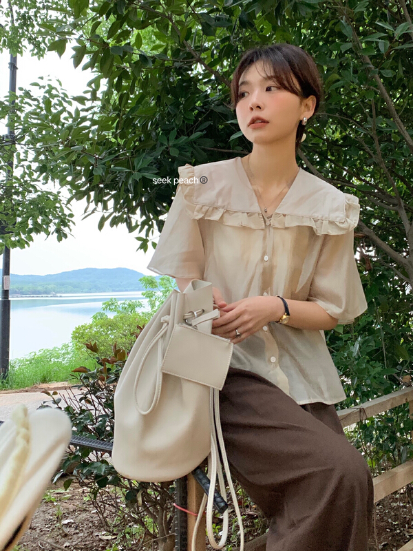 [seek peach] Korean single breasted comfortable shirt (shirts only) 5227# ll