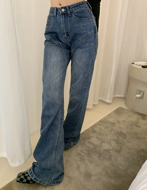 goods in stock! New year in early spring! [savage] Korean design sense niche high waist slim micro flare jeans e6025# jhy