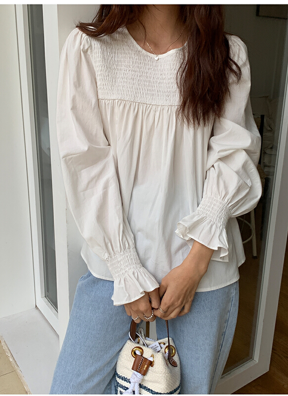 New year in early spring! [the mind] ins Korean style solid color versatile design small shirt 60169a# jhy