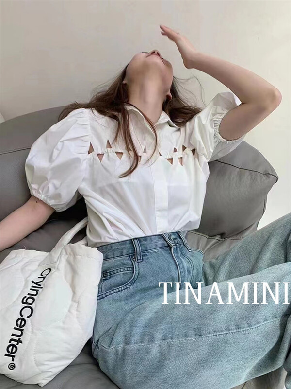 [Tina Mini] Korean style hollowed out shirt m0169# hjy