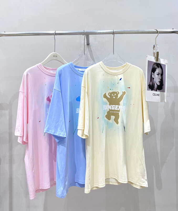 [sun] Korean graffiti print loose short sleeve T-shirt t365# lwy
