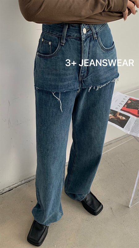 [3 +] fake two pieces of versatile washed jeans 2018# ozq