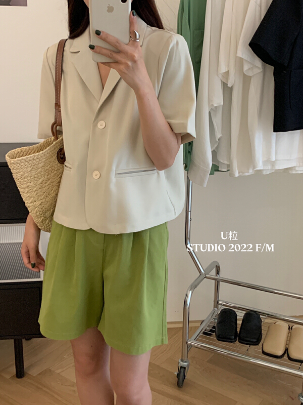 New in early summer! [u-grain] Korean version simple semi elastic waist casual pants 80023# HBx