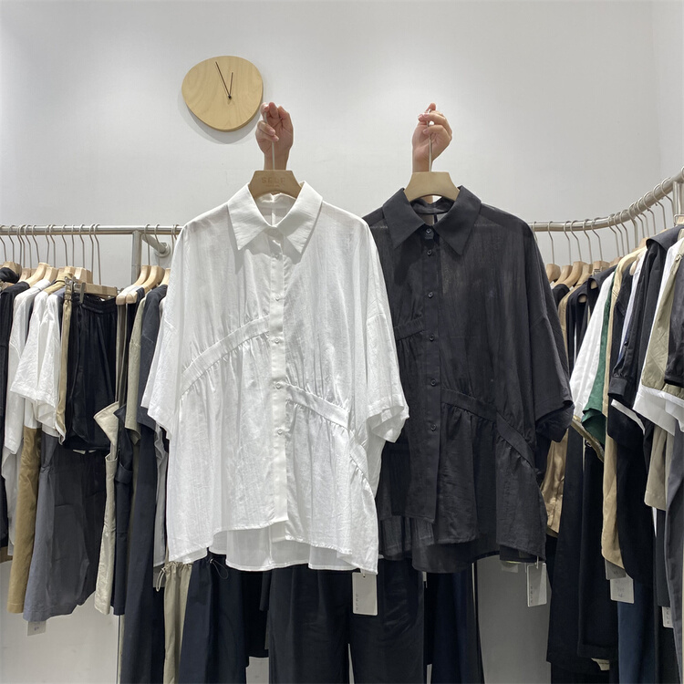 [self] irregular pleated simple shirt 7229# LSL