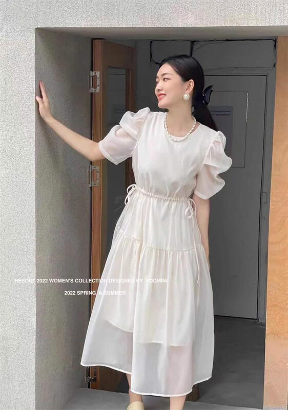 Original price 89.00! New in early summer! [Xiangli] temperament drawstring bubble sleeve dress 2016# PCZ