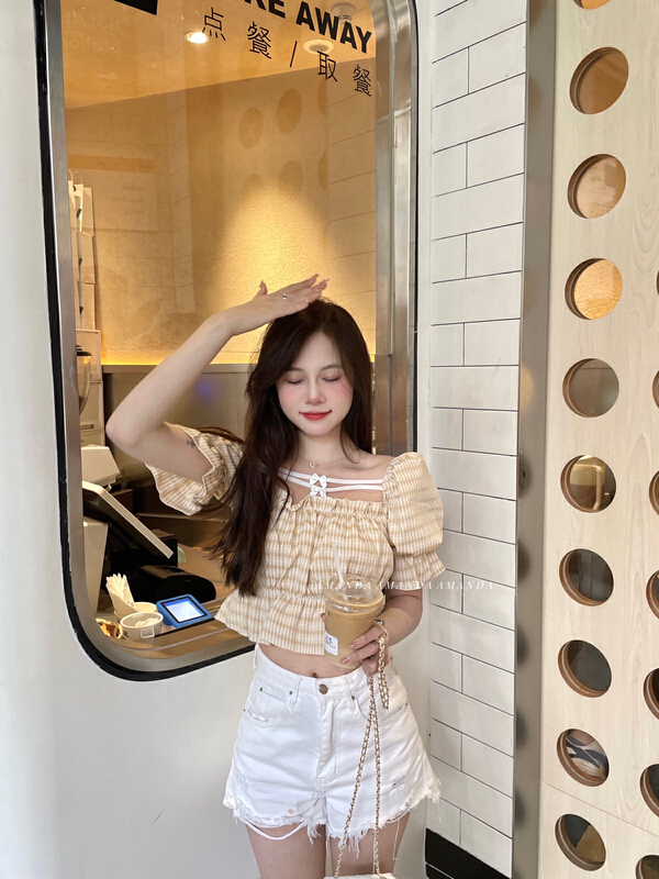 New year in early spring! [Amanda] sweet pure desire Plaid lace blouse 9025# PCZ