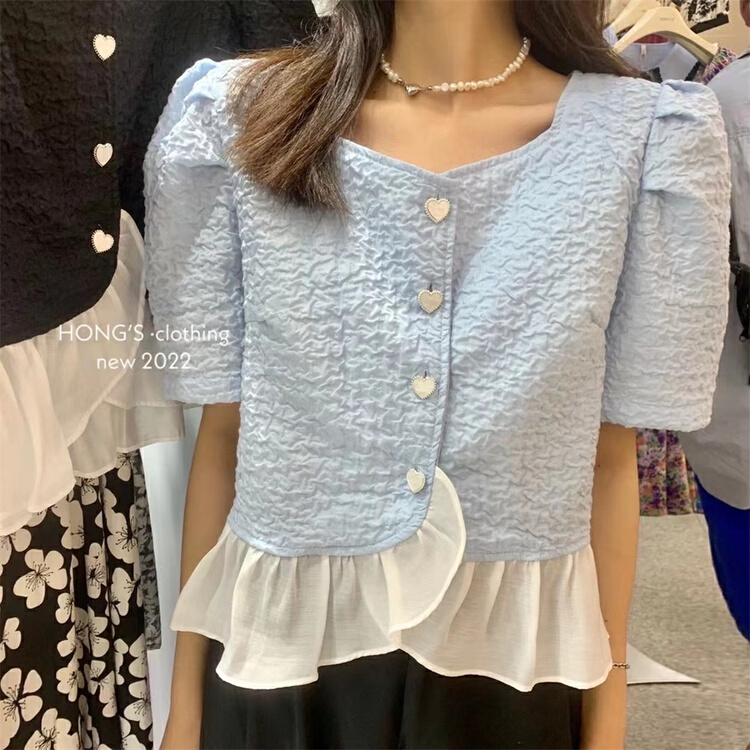 [Hong's] bubble sleeve single breasted comfortable shirt 5668# ll