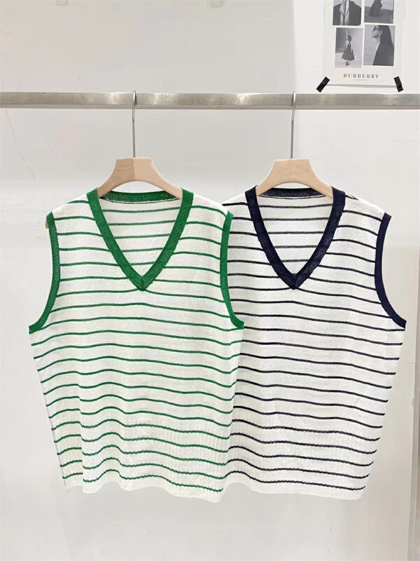 [td] Korean V-neck striped vest / sling ys1-2258# XJ