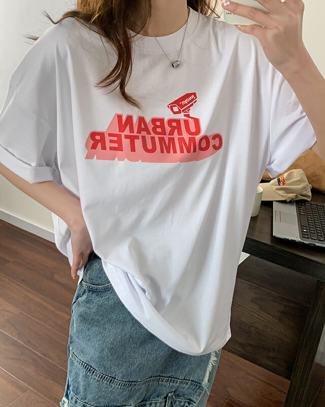 [Dake family] letter printed round neck short sleeve T-shirt 5135# ZSY