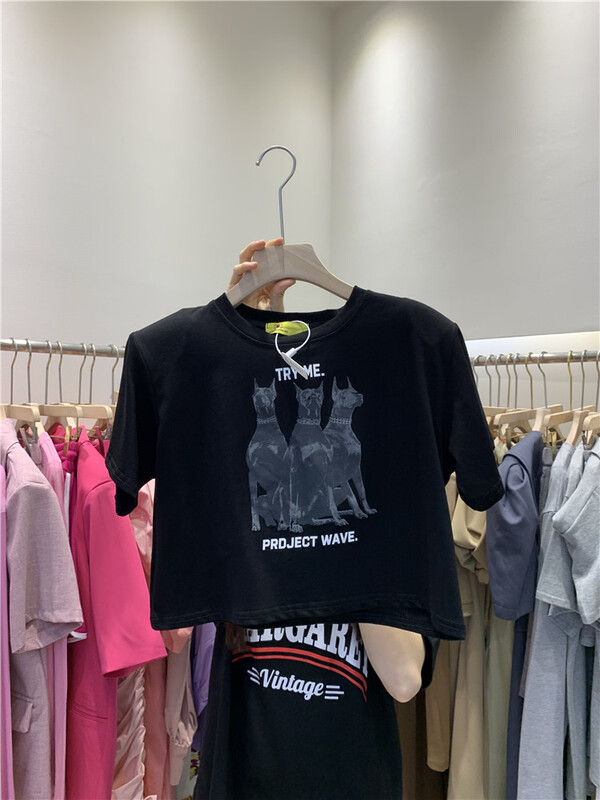 [Yan Zhen] Korean fashion print shows thin and versatile short sleeve T-shirt 98800# PCZ