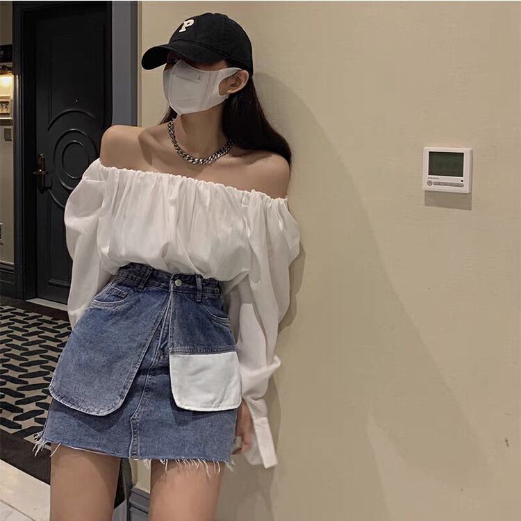 [by flow] high waist A-line color blocking skirt w319# XYY