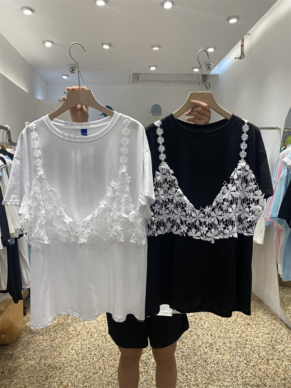 [ycnana] Korean loose fake two short sleeved T-shirt 98122# LSW