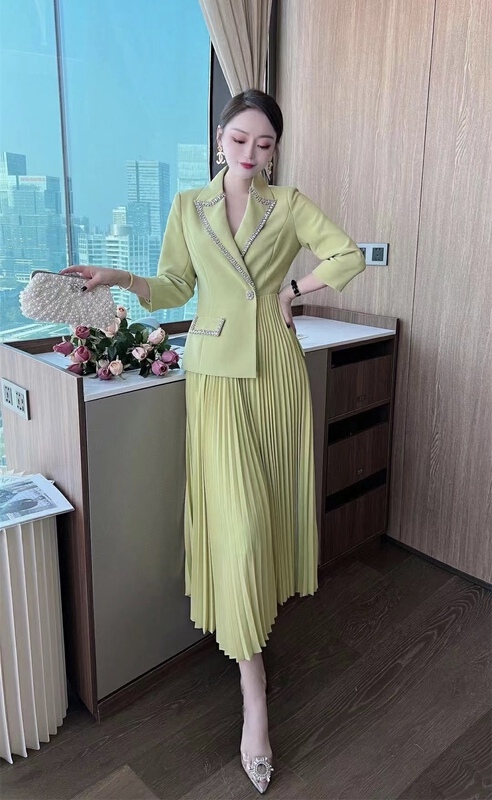 [Torreya grandis] temperament versatile comfortable solid color suit dress 9612# JJ