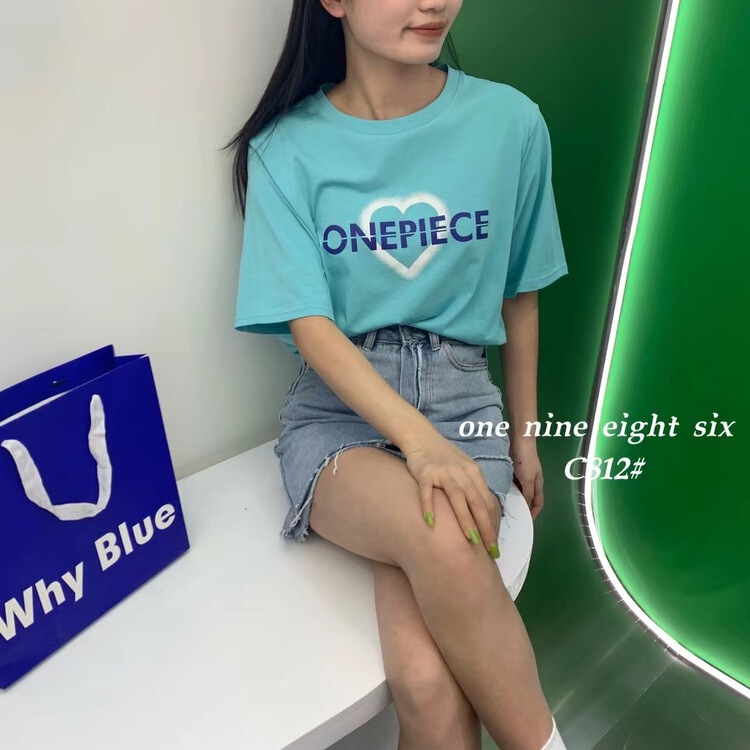 New in early summer! [1986] crew neck versatile letter short sleeve T-shirt 812# XYY