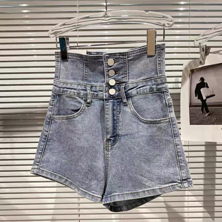 [Nancy] denim shorts with high waist and back drawcord design (with detachable waist cord) 00095# WPL