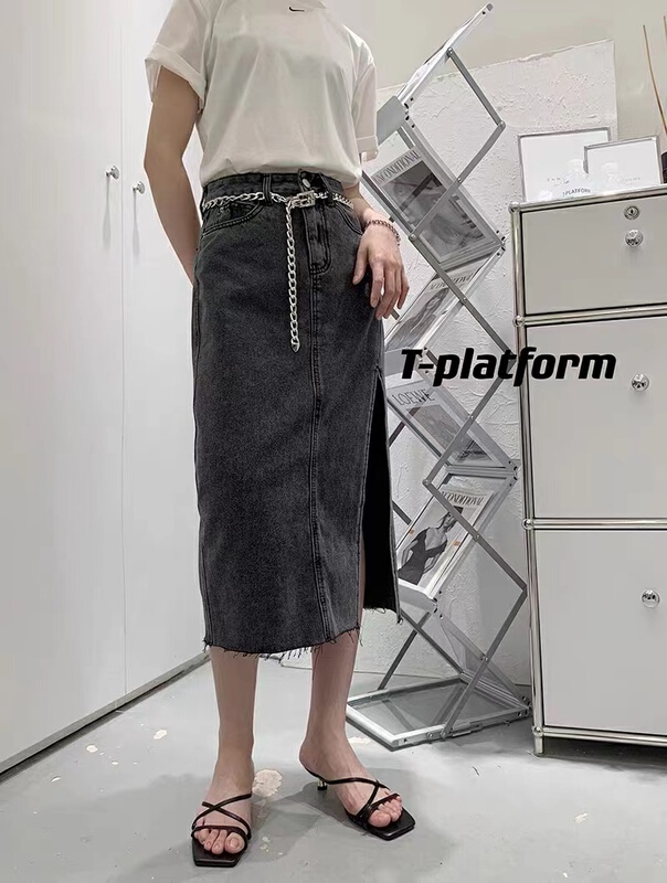 New year in early spring! [x2 Fansi feather] high waist thin split skirt (with belt) 10031# WTT