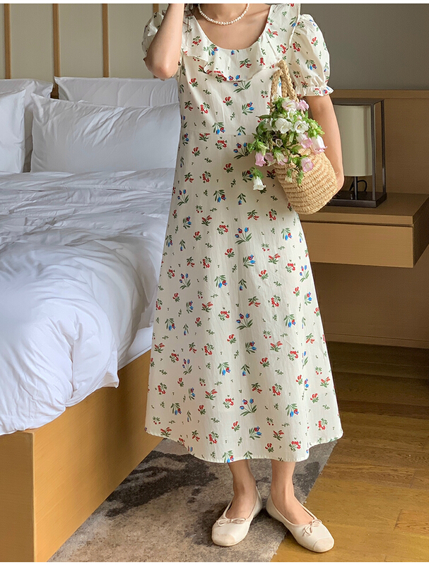 [the mind] lotus leaf collar floral dress 60367# XYJ