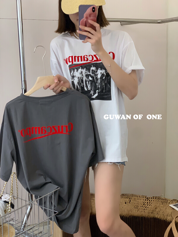 [Gu Wan] fashion round neck figure print short sleeve T-shirt 5595# zxx