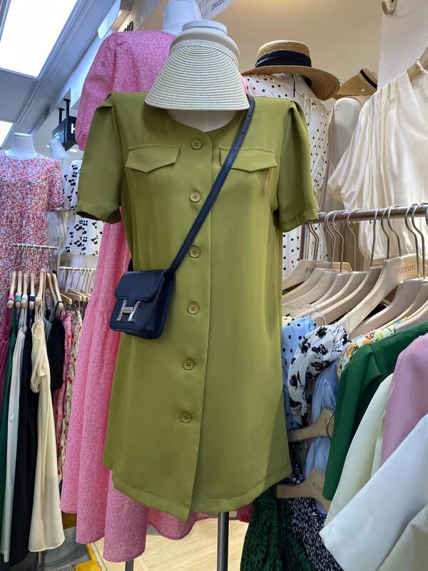 [Fuyue] fashion temperament single breasted dress 22070# HBx