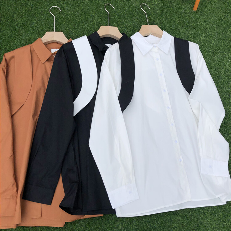 [h-1987] Korean casual color matching shirt 2165# ZZL