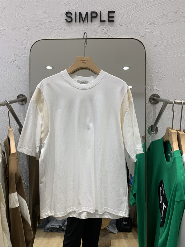 Crew neck color blocking versatile short sleeve T-shirt t167# ZZL