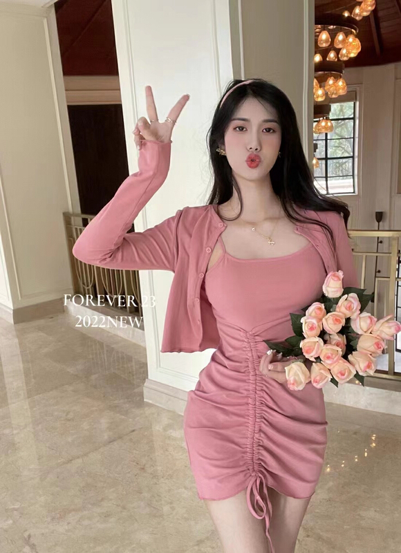 New year in early spring! [forever23] Korean little sister pure desire drawstring dress + Fashion short coat suit a2026# hjy