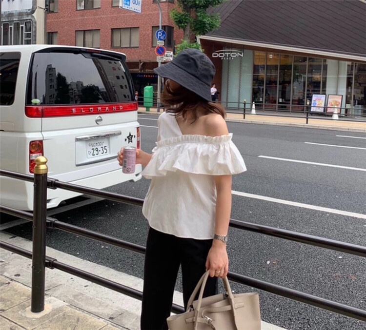 [if shop] Korean style fashion Plaid ruffled blouse 1177-2# CLS