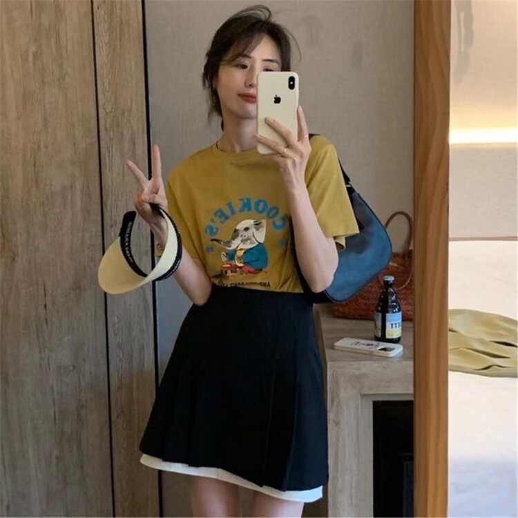 [h2-studio] slim temperament, color blocking and pleated skirt a759# HBx