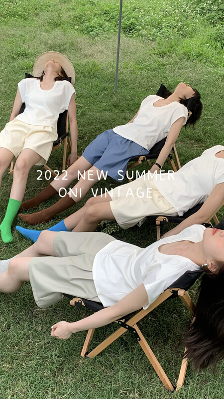 Early spring! [onivinage oni] loose wide leg suit five point casual shorts ol222p4225# zxl