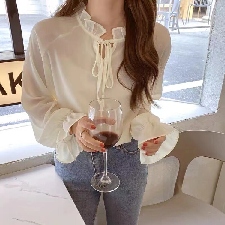 New year in early spring! [Yi Jia Yi] simple temperament generous lotus leaf Collar Chiffon 910# cqw