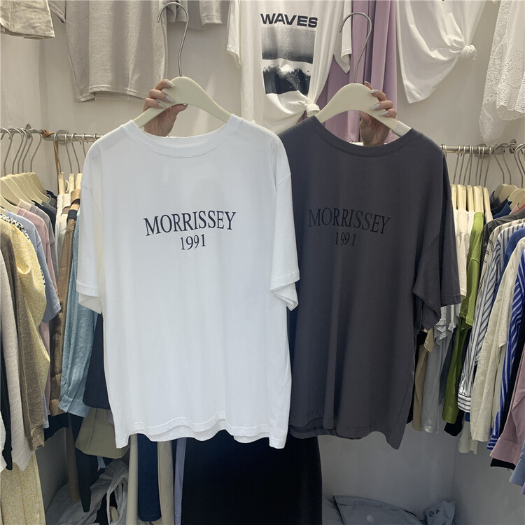 New in early summer! [table] crew neck loose letter print short sleeve T-shirt 8816# CSX