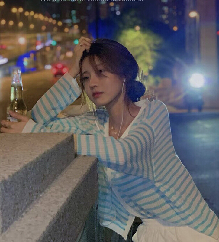 [f · P] Korean loose stripe knitted cardigan 89017# HBx