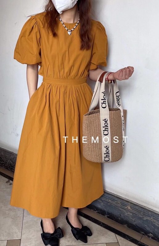 [the most] Korean round neck waist closing thin dress ys2-8850\hbx